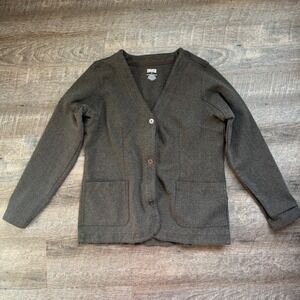 Duluth Trading Co Womens Cardigan Jacket Charcoal Gray Button Pockets Sz Large